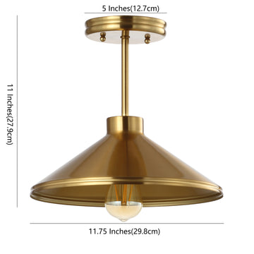 Cisco 11.75" Iron Modern Farmhouse LED Semi Flush Mount - JONATHAN Y